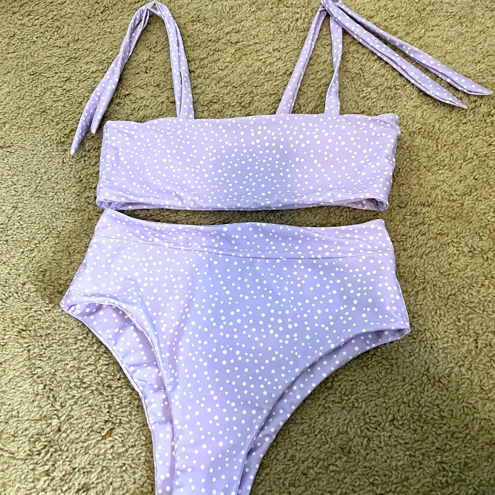 Purple high cut tie bikini